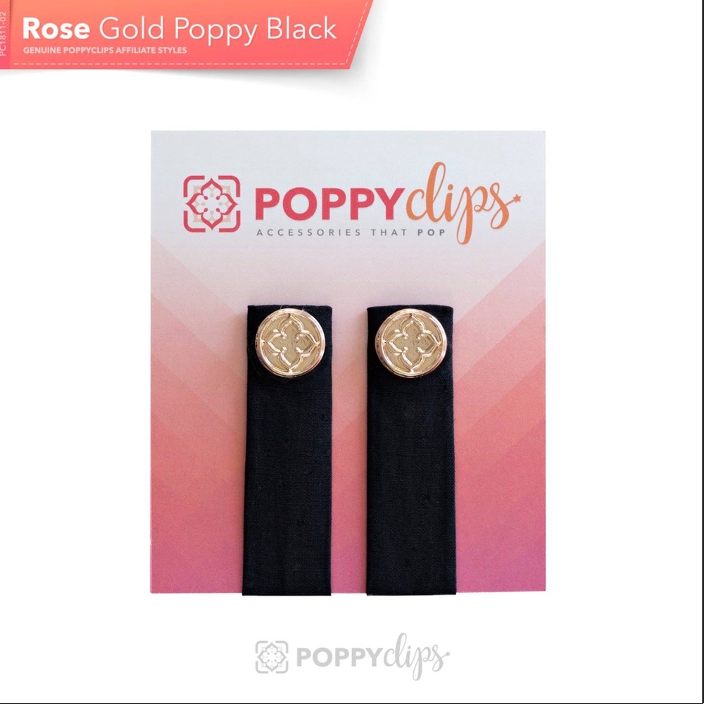 POPPY CLIPS | Rose Gold Poppy Black